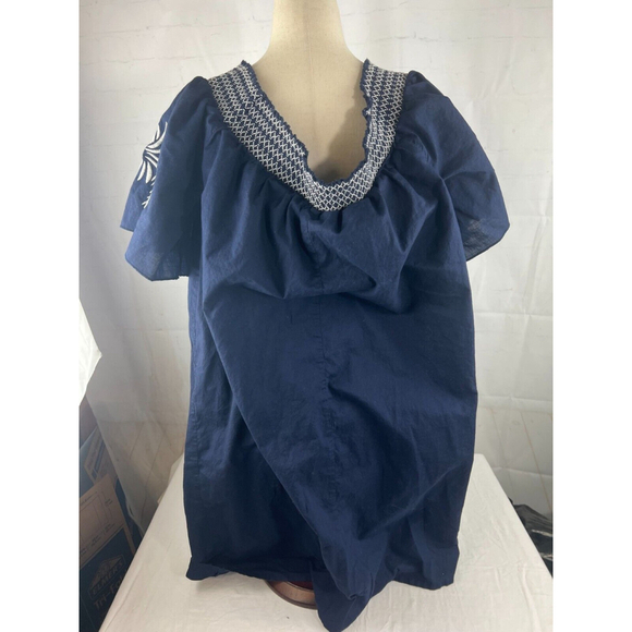 Women’s Isabel Maternity Embroidered Off-The-Shoulder Blouse Size XXL Dark Blue - Picture 2 of 4